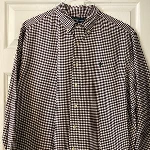 Mens Long sleeved checkered polo shirt